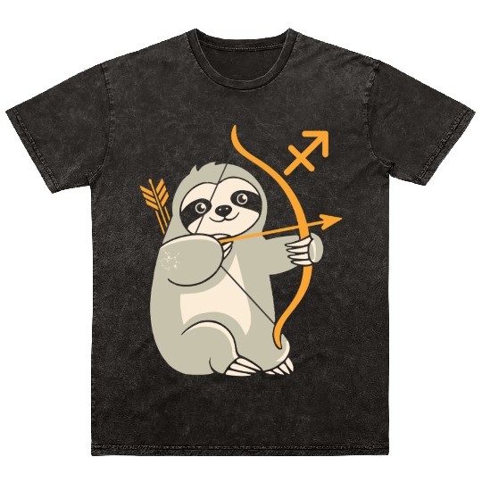 Sagittarius Zodiac Sloth Archer Adventure Mineral Wash T Shirts
