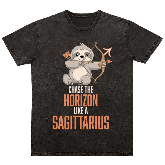 Chase The Horizon Like A Sagittarius Zodiac Sloth Mineral Wash T Shirts