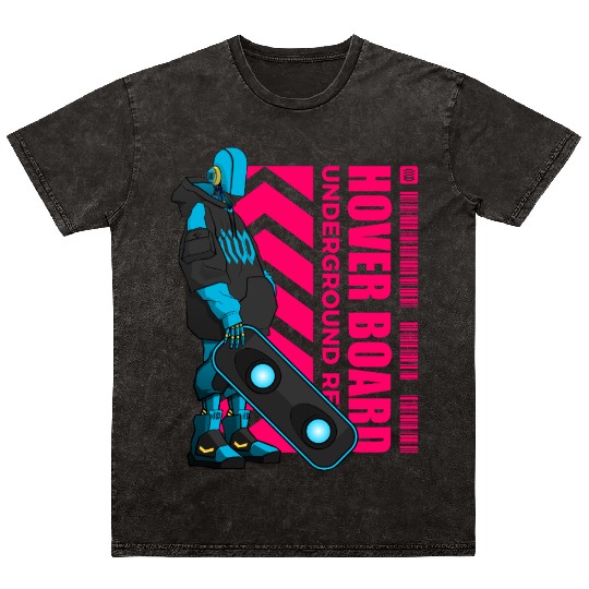 Cyberpunk Hoverboard Rebel – Futuristic Streetwear Mineral Wash T Shirts