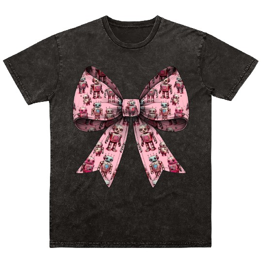 Coquette Bow Robot Mothers Day Robotics Pattern Mineral Wash T Shirts