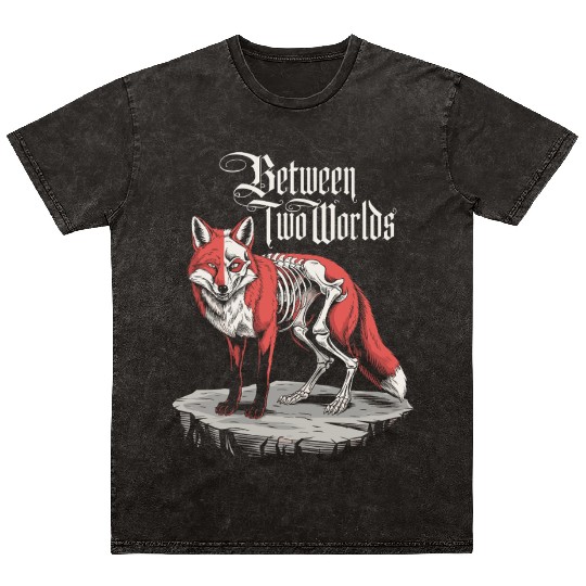 Dark Cottagecore Between Two Worlds Fox Mineral Wash T Shirts