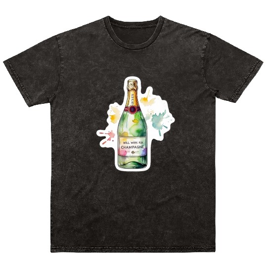 Funny Will Work For Champagne Bubbly Wedding Bride Mineral Wash T Shirts