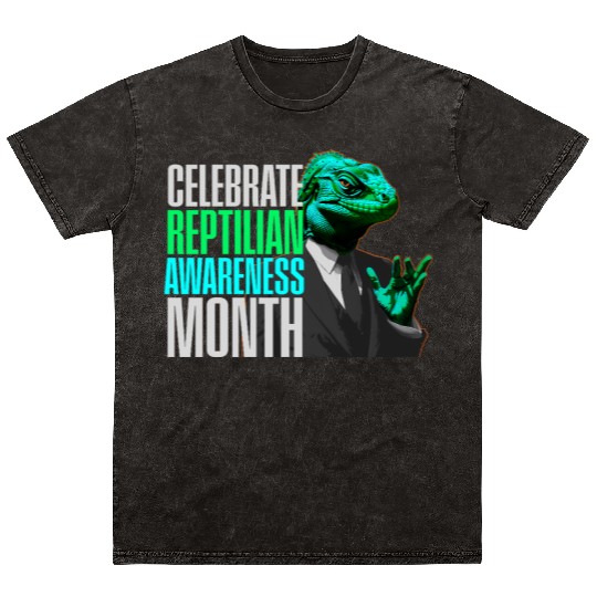 Reptilian Awareness Month Lizard People Mineral Wash T Shirts