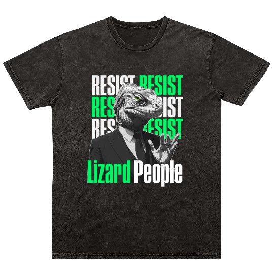 Resist Reptilians Lizard People Mineral Wash T Shirts