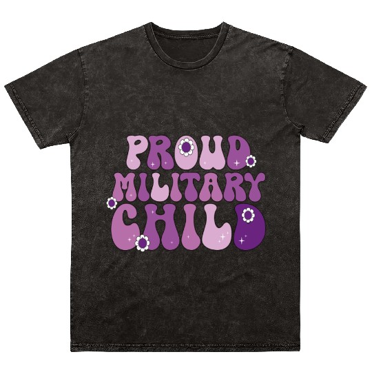Groovy Proud Military Child Retro Mom Girl Mineral Wash T Shirts