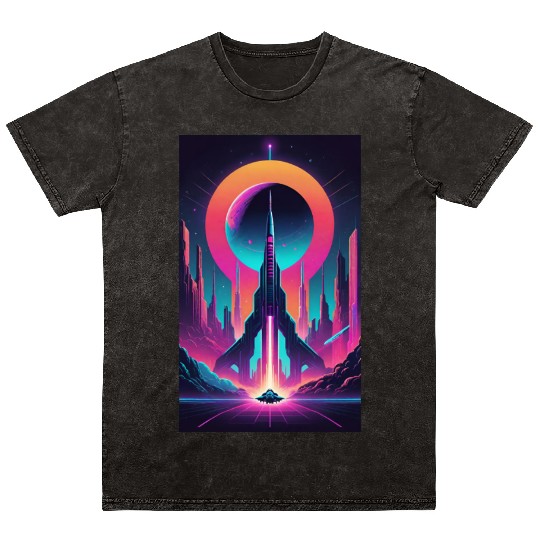 Neon Horizon: The Future of Space Exploration Mineral Wash T Shirts