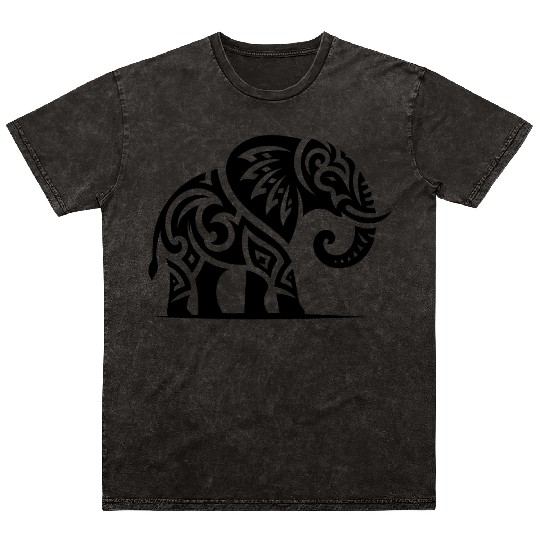 Elegant Tattoo Elephant With Large Tusks Mineral Wash T Shirts