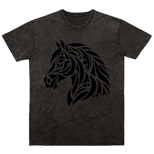 Tribal Horse Head Portrait Pony Tattoo Mineral Wash T Shirts