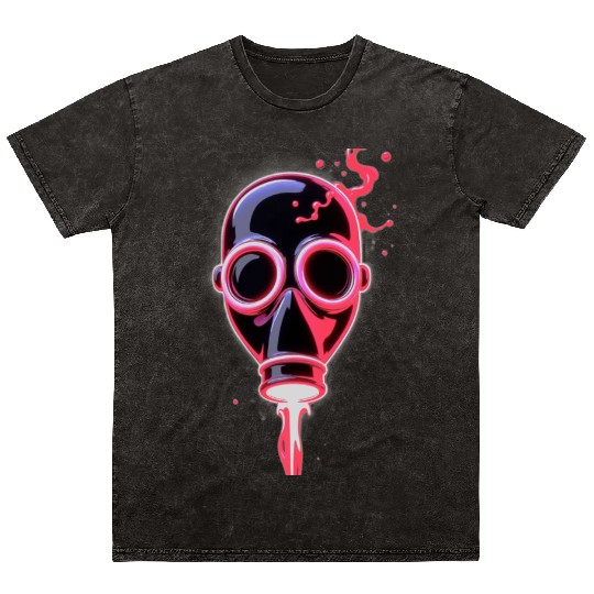 Neon Cyberpunk Gas Mask – Glowing Apocalypse Art Mineral Wash T Shirts