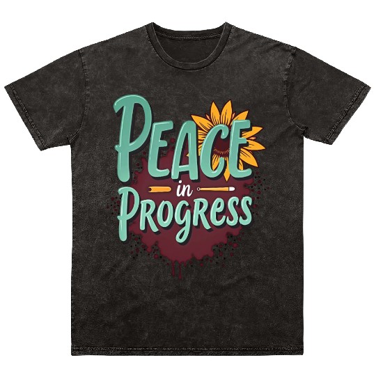 Inspirational Sunflower and Peace Message Mineral Wash T Shirts