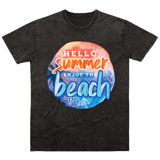 Hello Summer Beach Mineral Wash T Shirts