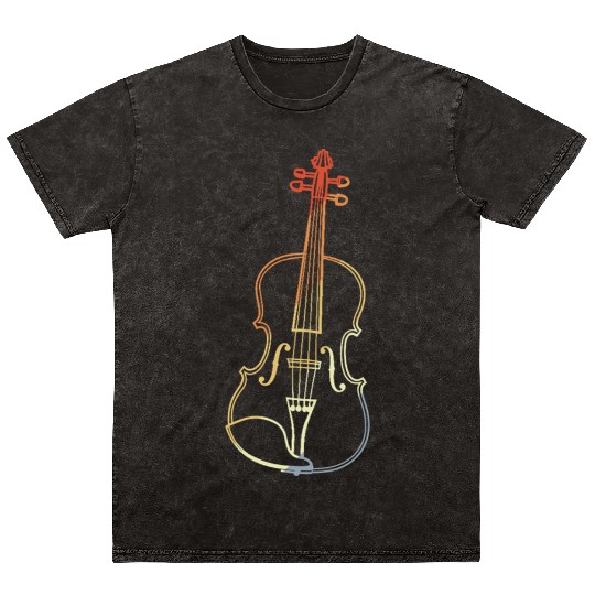 Vintage Violin Drawing Mineral Wash T Shirts