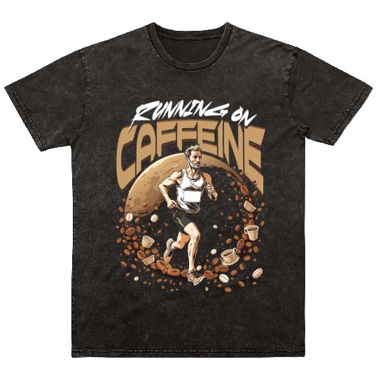 Marathon Marathoner Running On Caffeine Mineral Wash T Shirts