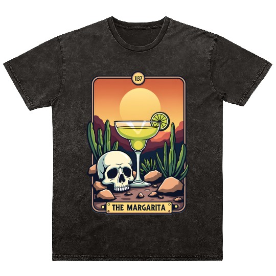 Mexican Cinco De Mayo The Margarita Tarot Card Mineral Wash T Shirts