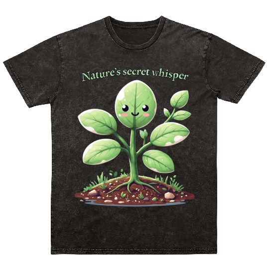 Energetic Cartoon Plant Character Mineral Wash T Shirts