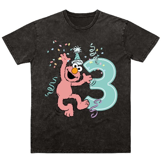 Sesame Street Birthday Design With Elmo 3 Years Mineral Wash T Shirts