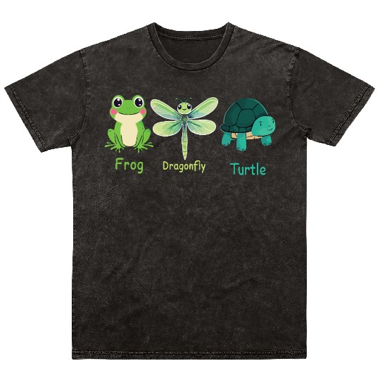 Subtle Political Frog Dragonfly Turtle Women Men Mineral Wash T Shirts