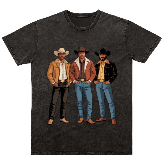 Cowboy Black African American Rodeo Mineral Wash T Shirts