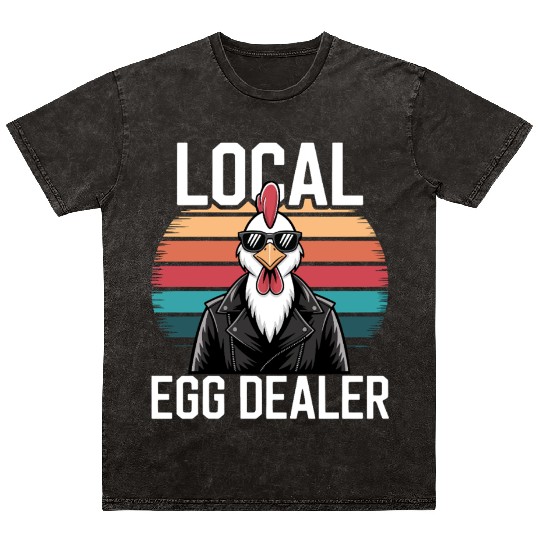 Local Egg Dealer Easter Sunday Retro Chicken Mineral Wash T Shirts