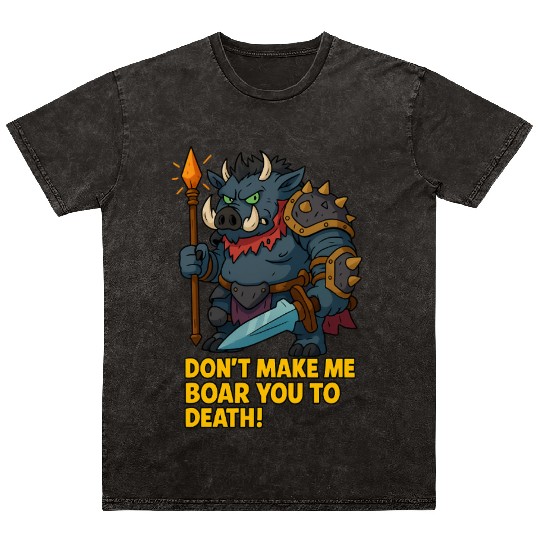 Boar Warrior Cartoon Mineral Wash T Shirts