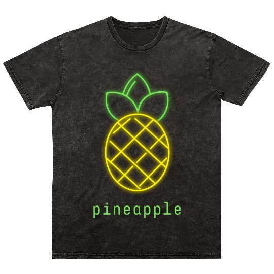 Tropical Neon Pineapple Fruit Summer Design Mineral Wash T Shirts