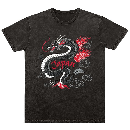 Majestic Japanese Dragon Tattoo Style Art design Mineral Wash T Shirts