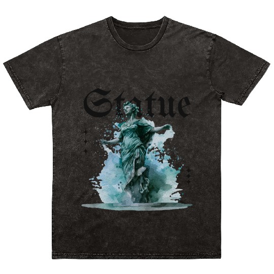 Statue | Moody Watercolor & Gothic Font Design Mineral Wash T Shirts