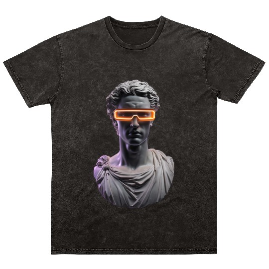 Futuristic Statue Character Mineral Wash T Shirts