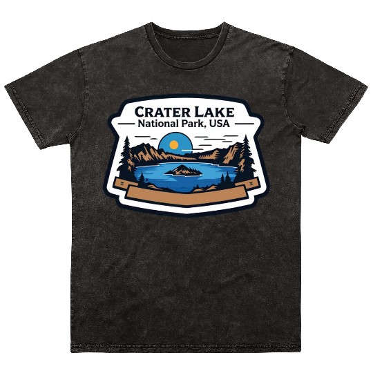 Crater Lake National Park Southern Oregon USA Logo Mineral Wash T Shirts
