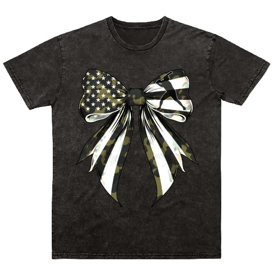Coquette Bow Baseball Player Camouflage US Flag Mineral Wash T Shirts