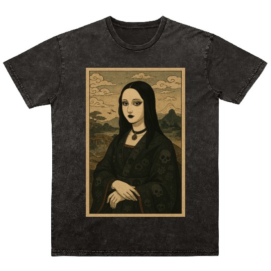 Gothic Geisha Mona Lisa Japanese Vintage Horror Mineral Wash T Shirts