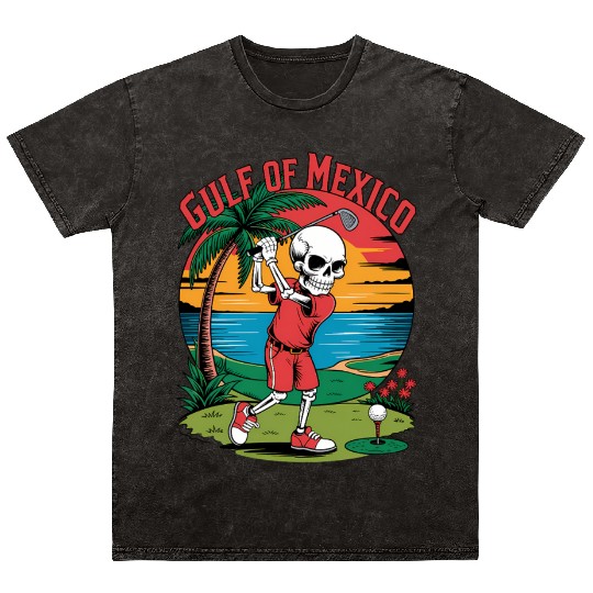 Tropical Skeleton Golf Funny Parody Design Mineral Wash T Shirts