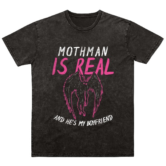 Mothman Is My Boyfriend For Cryptid Lover Mineral Wash T Shirts