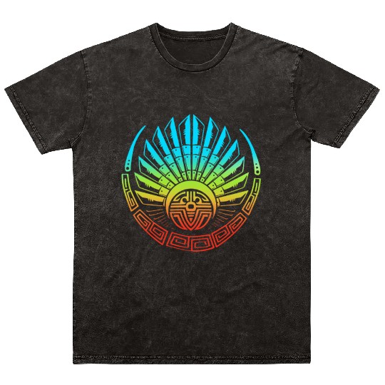 Mayan And Aztec Quetzalcoatl Maya Tribal Mineral Wash T Shirts