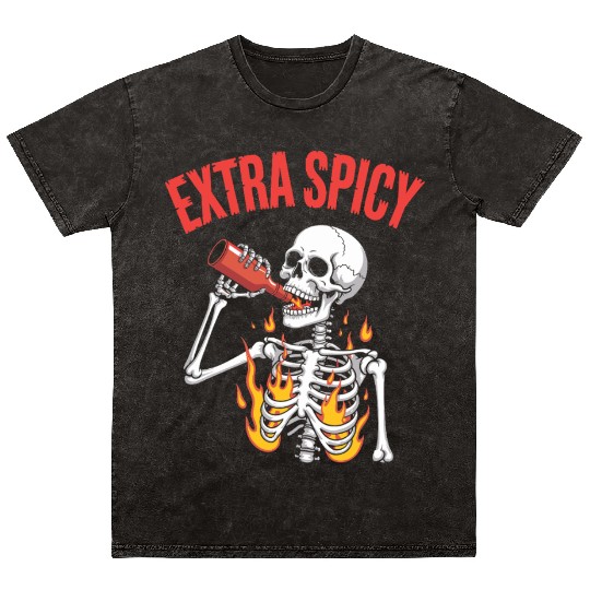 Red Pepper Chili Spicy Food Lover Mineral Wash T Shirts