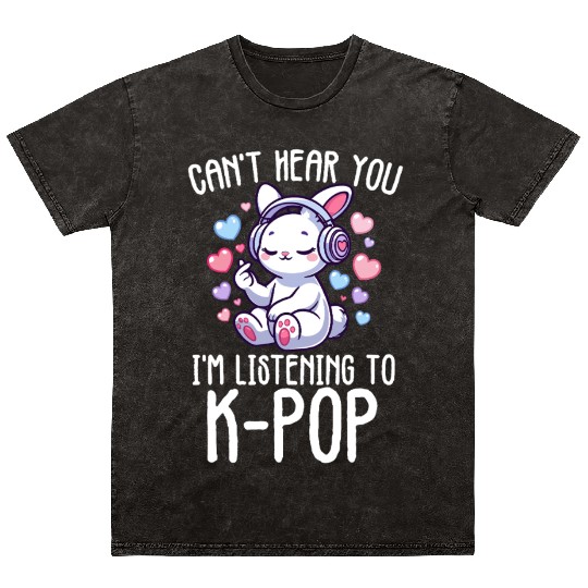 Can't Hear You I'm Listening K-pop Finger Heart Mineral Wash T Shirts