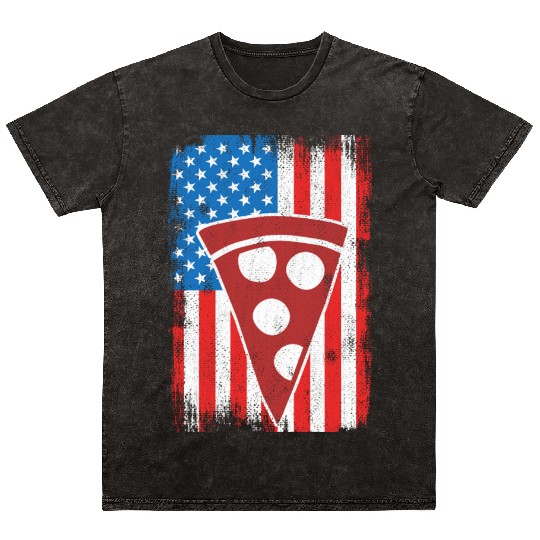 4th Of July US Pizza Mineral Wash T Shirts