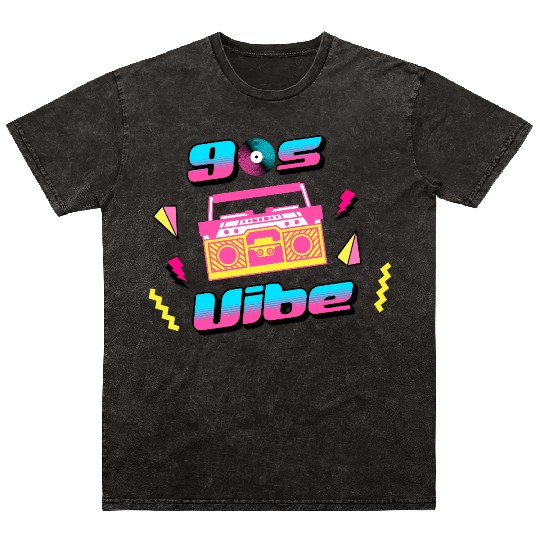 90s Vibe Retro Nostalgia Boombox Mineral Wash T Shirts