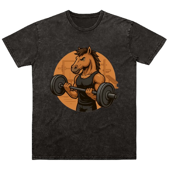 Horsepower Gains – Muscular Gym Horsa Design Mineral Wash T Shirts