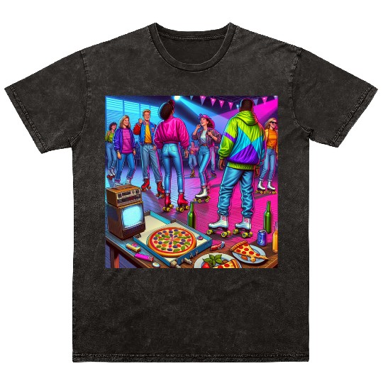 Vibrant Retro Festival Gathering Mineral Wash T Shirts
