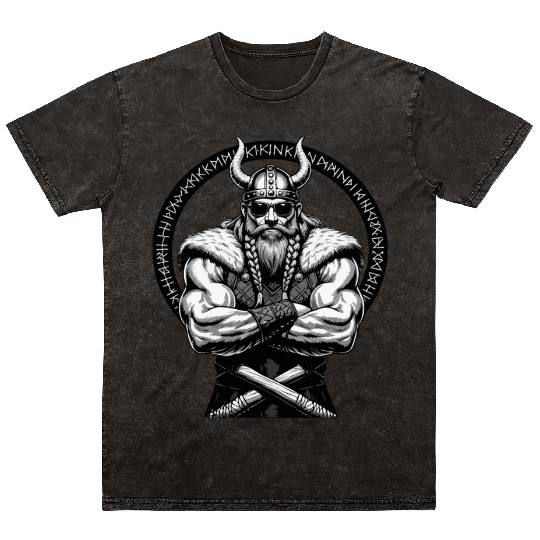 Viking Warrior Man Odin Thor Norman Walhalla Mineral Wash T Shirts