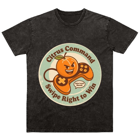Vintage Orange Game Controller Graphic Mineral Wash T Shirts