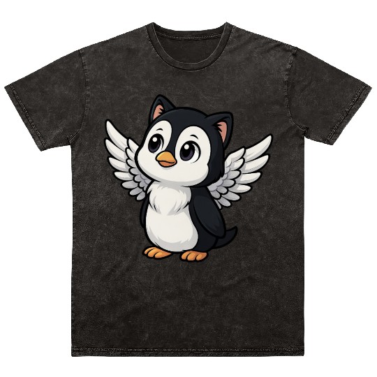 Cute penguin cat angel with cat ears holy Mineral Wash T Shirts