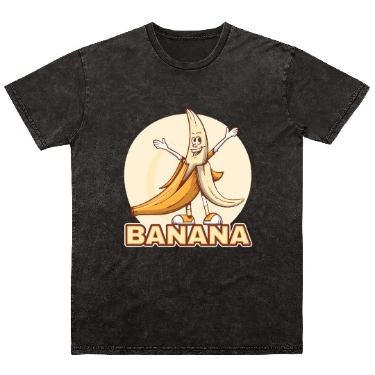 Playful Banana Character Illustration Mineral Wash T Shirts