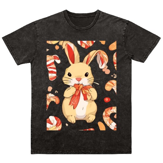 Candy Cane Bunny – Cute for Mineral Wash T Shirts, Onesies, Mugs