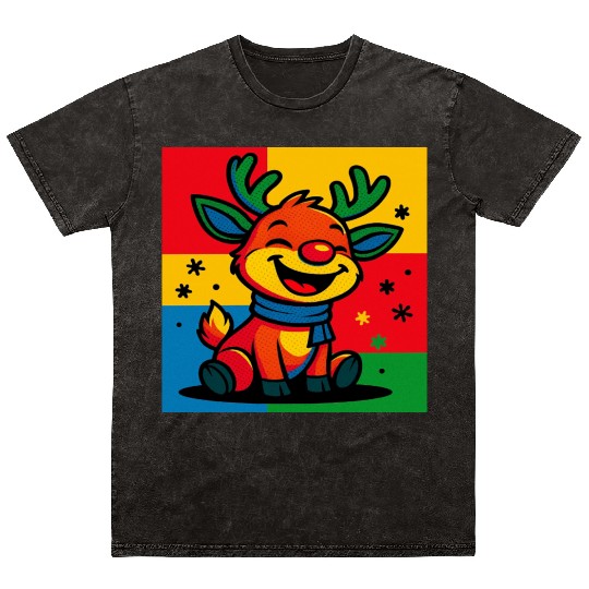 Christmas Reindeer Mineral Wash T Shirts