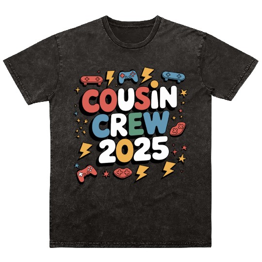 Cousin Crew 2025 Video Game Controllers Family Mineral Wash T Shirts
