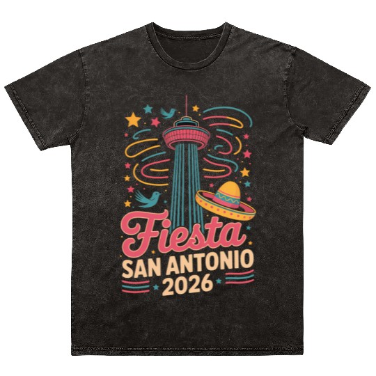 Funny San Antonio 2026 Fiesta Cinco De Mayo Tex Mineral Wash T Shirts