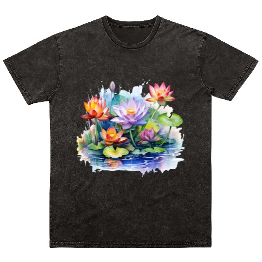 Retro Zen Lotus Buddha Meditate Mineral Wash T Shirts
