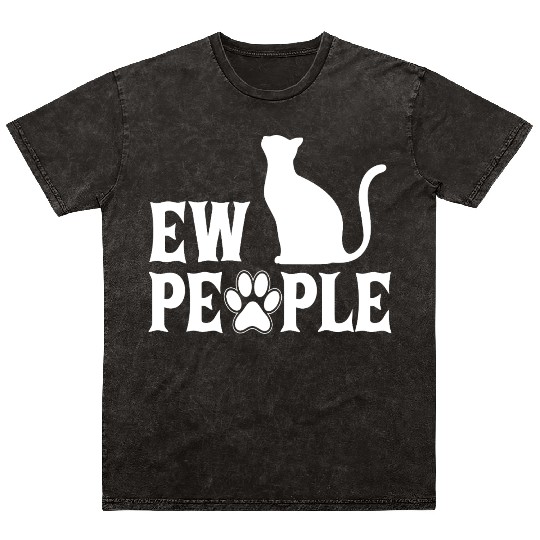 Ew People Retro Cat Funny Mineral Wash T Shirts